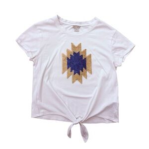 Ariat Tie Front Aztec Sequin Tee size Medium